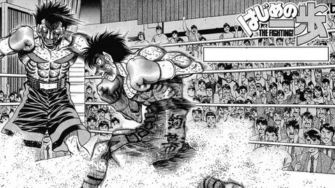 Imagen manga Ippo peleando vs Sawamura 